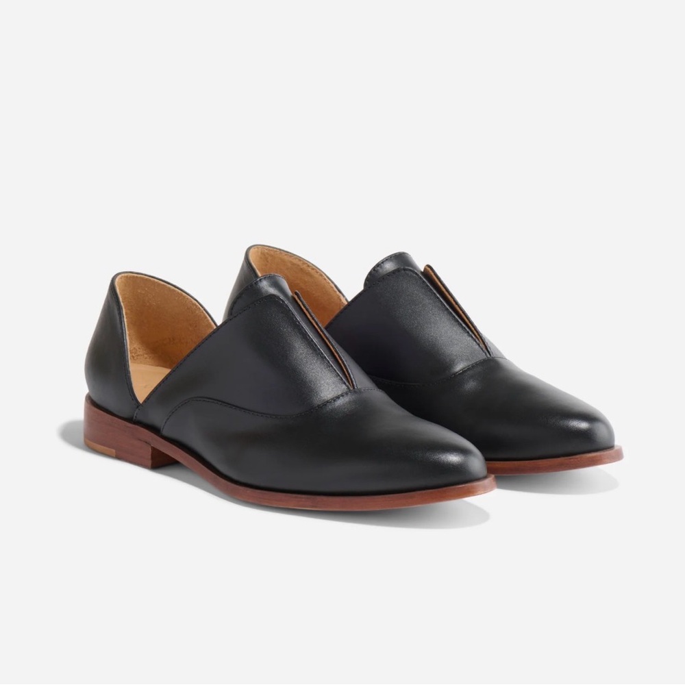 NISOLO Emma D’Orsay Oxfords Black Leather Slip On Flats Size 7.5 Shoes Loafers